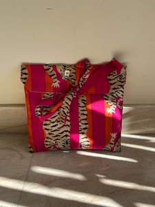 Conjunto de pijama de algodón con rayas rosas y naranjas para mujer, ropa de casa con estampado de tigre Sexy, pantalones cortos, ropa de dormir suave y cómoda con estampado de bloques a mano - Product Image 6