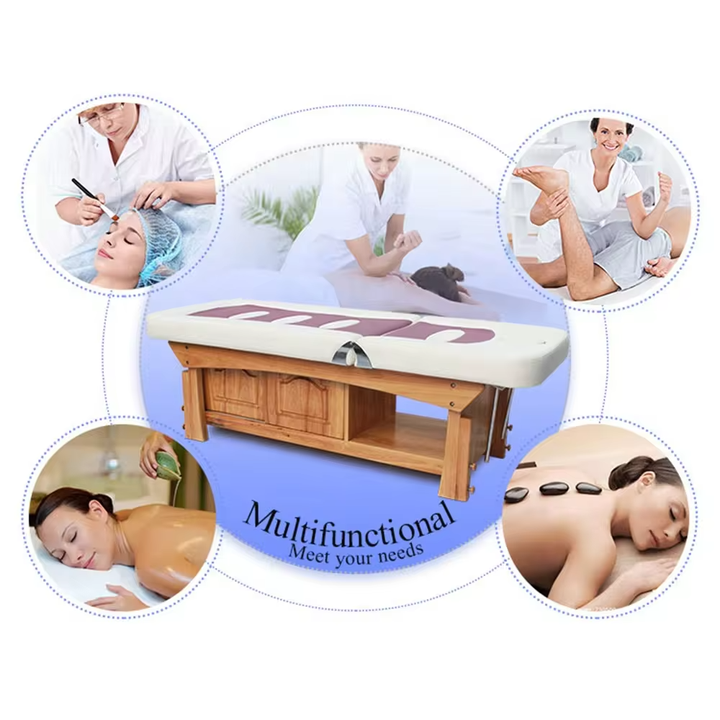 Cheap Massage Bed Beauty Salon Cosmetic Eyelash Facial Treatment Table Solid Wood Thai Massage Bed