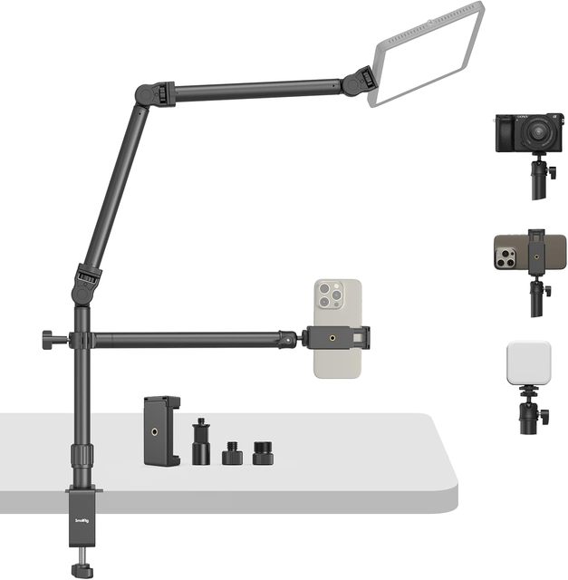 SmallRig Overhead Camera Mount, Camera Desk Mount Stand with Flexible Arm, for Photography Videography Live Stream - 4456