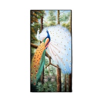 Peinture murale suspendue en verre LED personnalisée haut de gamme moderne pour la décoration intérieure, œuvre d'art animale en porcelaine de cristal