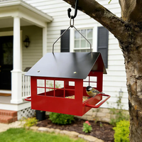 Mangeoire à oiseaux JH-Mech en forme de maison, grande capacité, facile à remplir, mangeoire à oiseaux suspendue, mangeoire à oiseaux en métal pour jardin, balcon