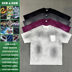 Custom 275G 100% Cotton Wash Tee Distressed Pocket Panel Frayed Hem Ruined Effect High Contrast Color Shape Retaining Urban - Product Image 3