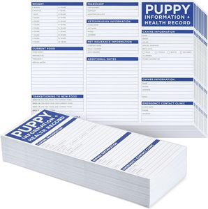Tarjetas de registro de vacunación para cachorros, registros grandes para perros, libros de registro de salud <span class=keywords><strong>canina</strong></span>, 8,5x11 pulgadas, folletos de tiro para cachorros caninos - Product Image 1