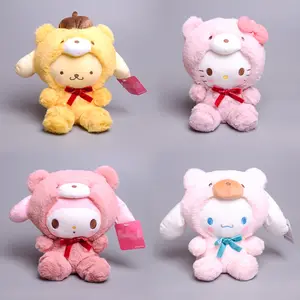 Chaveiro de pelúcia Sanrioed para bonecas, brinquedo de pelúcia pequeno fofo de desenho animado Kawaii Kuromi Mymelody macio