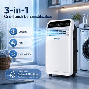 <span class=keywords><strong>Climatiseur</strong></span> <span class=keywords><strong>portable</strong></span> réversible 3-en-1 AC 9000 Btu avec tuyau d'évacuation et télécommande, en stock, livraison rapide - Product Image 6