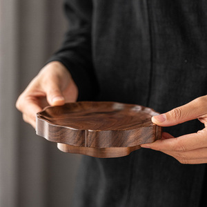 Walnut Wood Teapot Holder Solid Wood <b>Tea</b> <b>Tray</b> Cup Coaster Handmade <b>Tea</b> Accessories For <b>Tea</b> Ceremony - Product Image 2