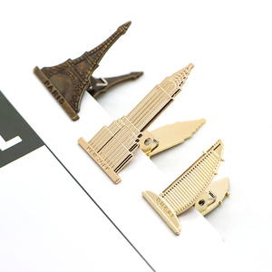 Vintage metallo Bulldog Clip legante lega di zinco libro titolare della pagina con edificio turistico tema per Journaling e ufficio nota prendendo - Product Image 4