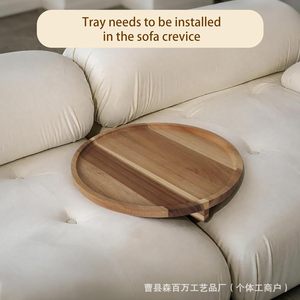 Wooden Sofa <b>Gap</b> Tray Solid Wood Natural Color Coffee Table Side Dish Plate Snack Dessert Holder - Product Image 2
