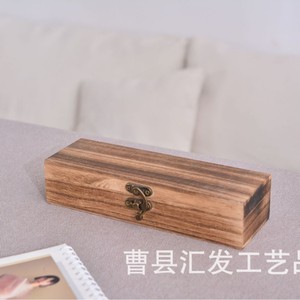 Caja de Almacenamiento de Madera Maciza Rectangular, Joyero con Cierre de Latón para Sala de Estar, Organizador Decorativo - Product Image 1