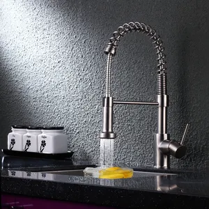 ก๊อกน้ำทองเหลืองแบบดึงออกได้,ก๊อกน้ำสำหรับอ่างล้างจานไม่ต้องใช้ตะกั่วทันสมัยหรูหราก๊อกน้ำห้องครัวแบบสัมผัส