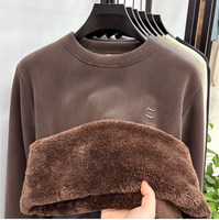 Benutzerdefiniertes LOGO Herren Dicker Vintage Winter Rundhals-Pullover Olefin-Fleece Gefüttert 220g Strickpullover