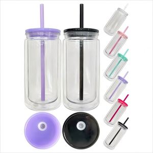 Uv Dtf Wraps 12Oz <b>Double</b> <b>Wall</b> Plastic Acrylic Beer <b>Coffee</b> Can <b>Cups</b> for Diy Snow Globe - Product Image 1