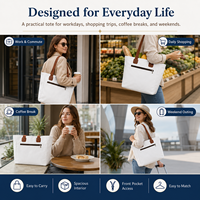 Sac fourre-tout en toile de coton bio et durable, 16 oz, avec poignée en PU et large sangle confortable, grande capacité, idéal pour le travail (vente en gros)