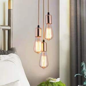 Three Head Pendant Light Black Round <b>E26</b> LED Chandelier For Restaurants Bars Hotels Guesthouses - Product Image 3