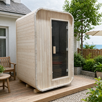 Sauna Uap Basah Kubus Luar Ruangan untuk 2 Orang, Spa Rumah Kayu untuk Taman Belakang Rumah, Desain Tradisional