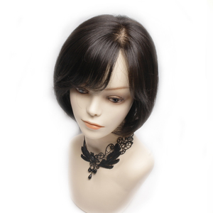 Peluca de Cabello Humano Corto de 8 Pulgadas para Uso Diario, Color Negro Natural y Marrón, con Clip, Ligera, Transpirable, para Quimioterapia, Cabello Virgen - Product Image 3