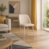 Chaises de table à manger modernes avec colonnes et dalles de style romain, finition crème luxueuse intégrée, style îlot de cuisine