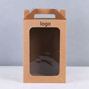 Wholesale Customizable Kraft Paper Flower <b>Bag</b> With Window & Handle Eco-friendly Ideal for Bouquet & <b>Gift</b> Packaging - Product Image 2