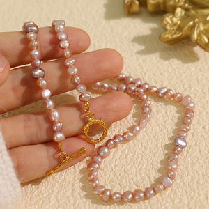 Collar de Perlas de Agua Dulce Grado AA con Cierre de Oro Rosa, Longitud a la Clavícula, para Uso Diario Femenino - Product Image 2