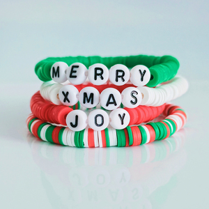 New Arrival Boho Christmas <strong>Bracelet</strong> 8pcs Set Stack <strong>Bead</strong> <strong>Bracelets</strong> <strong>Red</strong> Green High Elastic Clay <strong>Beads</strong> <strong>Bracelet</strong> for Girls Women - Product Image 2