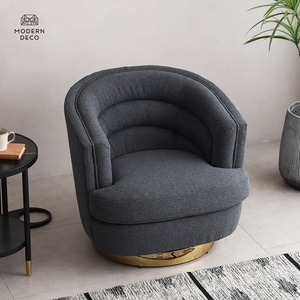 Fauteuil pivotant en velours bouclé, confortable et moelleux, pour se détendre - Product Image 3