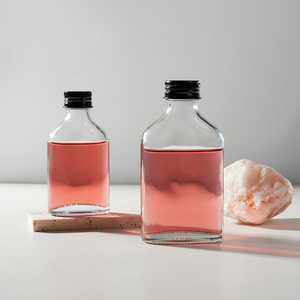 Rỗng chai rượu vang 50ml 100ml 200ml 250ml 350ml Thủy Tinh Phẳng Flask rượu đồ uống Vodka Chai nước trái cây với nắp - Product Image 5