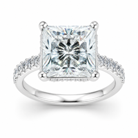 Bague en argent sterling S925 avec moissanite taille radiant couleur D, bijou fantaisie géométrique surdimensionné, cadeau pour femme