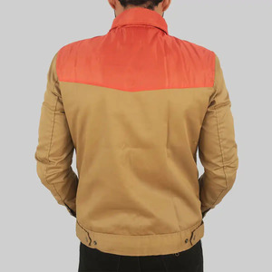 Chaqueta de algodón marrón lisa para hombre Austin – Prenda exterior informal clásica con cremallera, múltiples bolsillos, cuello alto - Product Image 4