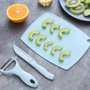 Ensemble de couteaux en acier inoxydable, ensemble de trois pièces, planche à découper en paille de blé, couteau à fruits, éplucheur, outils de cuisine combinés - Product Image 5