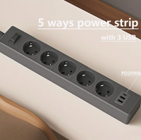 Multiprise standard européenne à 5 prises avec interrupteur, charge rapide USB et Type C pour la maison, le bureau et le bureau