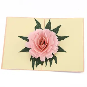 Carnation flower art paper teacher's day 3d pop up greeting pop up card wallet pop up wallet credit card holder greeting card