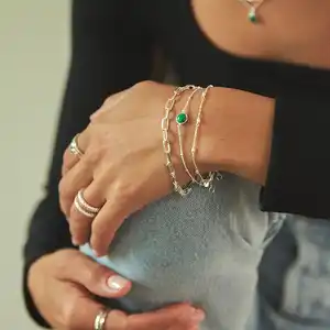 Elegant Jewelry Bracelet Womens Lapis Lazuli Natural Stone Bracelet Stone Charm Golden 925 Silver Chain Bracelet