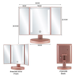 <span class=keywords><strong>2025</strong></span> thiết kế mới có thể gập lại Double Sided Gương trang điểm đầy đủ ánh sáng ba màu LED Vanity bảng miễn phí đứng gương - Product Image 3