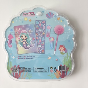 FASHIONME Pompom <strong>Pen</strong> Diary Set Plush Journal Include 1 Pompom <strong>Pen</strong> 2 Clips and 20 or 40 Stickers <strong>Kawaii</strong> Stationery Gift for Kids - Product Image 3