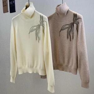 Suéter de <span class=keywords><strong>Cuello</strong></span> <span class=keywords><strong>Alto</strong></span> con Cadena de Cuentas para <span class=keywords><strong>Mujer</strong></span>, Estilo Dulce y Moderno, Lana/Cachemira, Antipilling, Diseño Nuevo de Otoño/Invierno, Patrón Liso - Product Image 2
