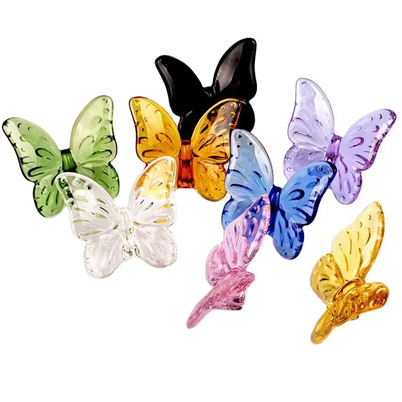 Ornamen kupu-kupu kaca patung kristal mewah kerajinan kristal terlaris untuk souvenir pernikahan