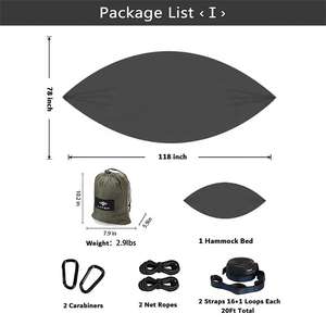 Hamac double léger en nylon 210T avec <span class=keywords><strong>lit</strong></span> balançoire extérieur portable moustiquaire pour le camping et la randonnée - Product Image 5