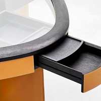 Table de mahjong moderne en cuir de selle orange table de jeu de divertissement simple table de poker