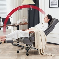 Chaise de bureau exécutive moderne en cuir à dossier haut, pivotante, inclinable, avec massage, design ergonomique, base chromée fixe