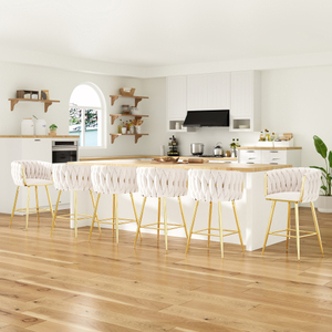 Counter Height Adjustable <b>Bar</b> Stools Set of 2 26 Inch Modern Mid-Century with Backs & Metal Legs for Dining & Living Room - Product Image 3