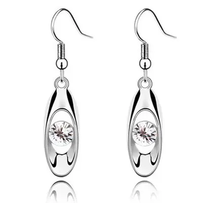 Großhandel Amazon Mode Kristall Tropfen Ohrring Oval Baumeln Ohrringe