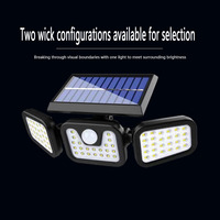 Lampe murale solaire à détecteur de mouvement à 3 têtes, 74 LED, IP54, étanche, 270° °   Projecteur de sécurité extérieur grand angle