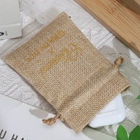 Pochette de jute en toile de jute imprimée avec logo personnalisé, cadeau de Noël en toile de jute avec café et cordon de serrage, sac de bonbons en lin brun