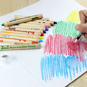 Ensemble de <span class=keywords><strong>crayons</strong></span> de couleur peinture <span class=keywords><strong>dessin</strong></span> personnalisé en bois soluble dans l'eau <span class=keywords><strong>3</strong></span> en 1 crayon de cire <span class=keywords><strong>crayons</strong></span> d'aquarelle avec design - Product Image 5