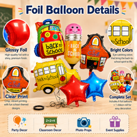 Ballons de rentrée scolaire, ballons colorés en forme de bus scolaire, crayon, pomme, crayon de couleur, ballon en mylar pour décorations de fête