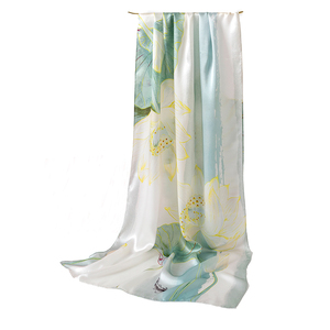 Venta al por mayor mujeres 175cm <span class=keywords><strong>X</strong></span> 53cm elegante hermoso chal de seda de morera Natural General chino Retro Lotus patrón para los cuatro - Product Image 3