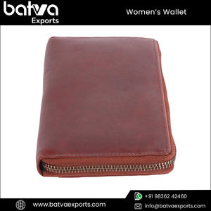 Cartera larga de cuero genuino para mujer de último diseño Vintage de fabricante de confianza, cierre de cerrojo con cremallera de bloqueo RFID de alta calidad - Product Image 3