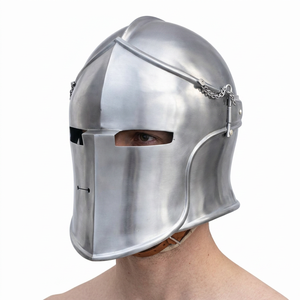 Casco Barbuta Medieval Personalizable Hecho a Mano con Grabado, Armadura de Caballero de Acero Plateado, Estilo Cruzado, Disfraz de Cosplay - Product Image 2