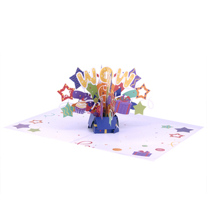 WIPSHENG <span class=keywords><strong>carte</strong></span> de voeux personnalisée colorée 3d découpée au laser <span class=keywords><strong>wow</strong></span> joyeux anniversaire faite à la main - Product Image 3