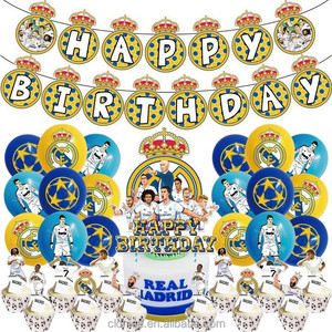 Belle Rétro Réel <span class=keywords><strong>Benzema</strong></span> Football Décorations <span class=keywords><strong>De</strong></span> Fête D'anniversaire Fan Football Équipe Bunting Gâteau Toppers Imprimé Ballons Club Cadeaux - Product Image 1